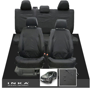 VW Caddy Kombi Maxi Life INKA Front & Rear Tailored Waterproof Seat Covers Black MY-2007-2019