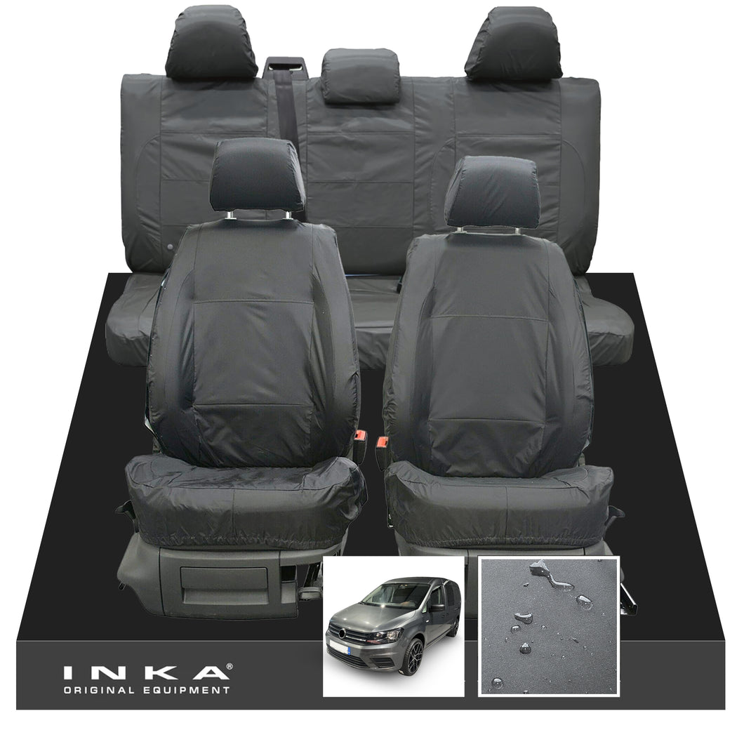 VW Caddy Kombi Maxi Life INKA Front & Rear Tailored Waterproof Seat Covers Grey MY-2007-2019
