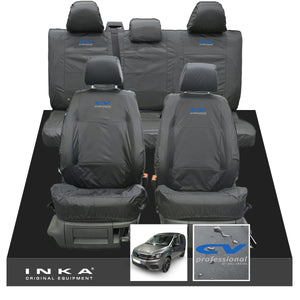 VW Caddy Kombi Maxi Life INKA Front & Rear Tailored Waterproof Seat Covers Grey MY-2007-2019 (Choice of 7 Colours)