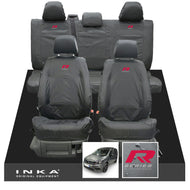 VW Caddy Kombi Maxi Life INKA Front & Rear Tailored Waterproof Seat Covers Grey MY-2007-2019 (Choice of 7 Colours) - R-Series Embroidery