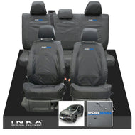 VW Caddy Kombi Maxi Life INKA Front & Rear Tailored Waterproof Seat Covers Grey MY-2007-2019 (Choice of 7 Colours) - Sport-Series Embroidery