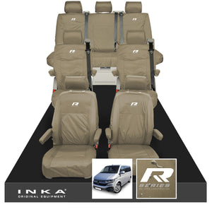 VW Caravelle T6.1,T6,T5.1 Inka 7 Seater Full Set Fully Tailored Waterproof Seat Covers Beige