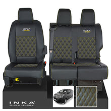 Load image into Gallery viewer, Citroen Dispatch INKA Front 1+2 Bentley Diamond Quilt Leatherette Tailored Seat Covers Black MY16 To Present
