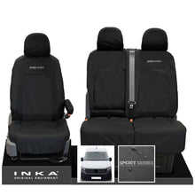 Load image into Gallery viewer, VW Crafter MK2 INKA Front Set 1+2 Tailored Waterproof Seat Covers Black MY-2017 Onwards [Choice of 7 Colours]
