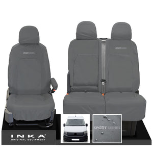 VW Crafter MK2 INKA Front Set 1+2 Tailored Waterproof Seat Covers Grey MY-2017 Onwards [Choice of 7 Colours]