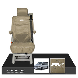 VW California Ocean/Coast/Beach/Surf Inka Fully Tailored Waterproof Seat Covers Beige Sand Rear Single Swivel Fits T6.1 ,T6,T5.1 all model years fits with and without airbags