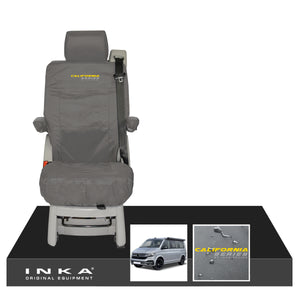 VW California Ocean/Coast/Beach/Surf Inka Fully Tailored Waterproof Seat Covers Grey Rear Single Swivel Fits T6.1 ,T6,T5.1 all model years fits with and without airbags