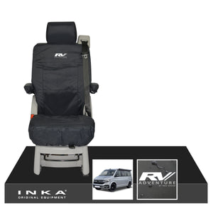 VW California Ocean/Coast/Beach/Surf Inka Fully Tailored Waterproof Seat Covers Black Rear Single Swivel Fits T6.1 ,T6,T5.1 all model years fits with and without airbags