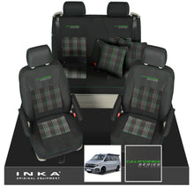 Load image into Gallery viewer, VW California T6.1, T6, T5.1, T5 Ocean, Coast, Beach, SE, Surf INKA Tailored Seat Covers Second Skin With GTi Tartan Centres &amp; Embroidery
