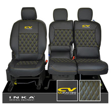 Load image into Gallery viewer, Peugeot Partner MK2 Front 1+2 CV RACING INKA Bentley Leatherette Tailored Seat Covers Black MY 08-17
