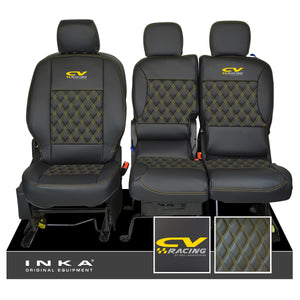 Peugeot Partner MK2 Front 1+2 CV RACING INKA Bentley Leatherette Tailored Seat Covers Black MY 08-17