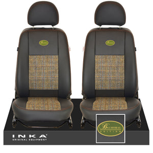 Land Rover Defender L316 INKA Harris Tweed Front 1+1 Tailored Seat Covers Black