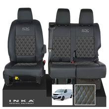 Load image into Gallery viewer, Fiat Scudo INKA Front 1+2 Bentley Diamond Quilt Leatherette Tailored Seat Covers Black MY22 To Present

