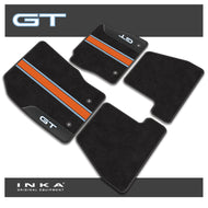 Ford Focus MK3 GT Car Mats (Front & Rear Set) with Premium Carpet, OEM Leatherette & Stripes, Fits MY15 to MY18