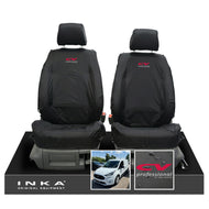 Ford Transit Connect MK3 Front 1+1 INKA Tailored Waterproof Seat Covers Set Black MY2024 Onwards - CV Professional Embroidery