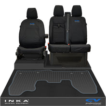 Load image into Gallery viewer, Ford Transit Custom INKA Front 1+2 Tailored Waterproof Seat Covers &amp; Tailored Rubber Mat Black MY-12-23 (Choice of 7 Colours) - CV Professional Embroidery

