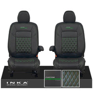 All New Ford Transit Custom Front 1+1 CUSTOM PROFESSIONAL INKA Bentley Leatherette Tailored Seat Covers Black MY-2024 (Choice of 7 Colours)