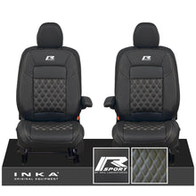 Load image into Gallery viewer, All New Ford Transit Custom Front 1+1 R-SPORT INKA Bentley Leatherette Tailored Seat Covers Black MY-2024 (Choice of 7 Colours)
