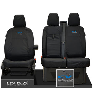 Ford Transit MK8/MK9 MY14 to Present INKA Front Set 1+2 Tailored Waterproof Seat Covers Black Fits All Derivatives Incl Jumbo
