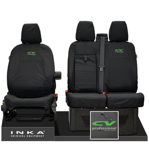 Ford Transit MK8/MK9 MY14 to Present INKA Front Set 1+2 Tailored Waterproof Seat Covers Black Fits All Derivatives Incl Jumbo