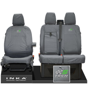 Ford Transit MK8/MK9 MY14 to Present INKA Front Set 1+2 Tailored Waterproof Seat Covers Grey Fits All Derivatives Incl Jumbo