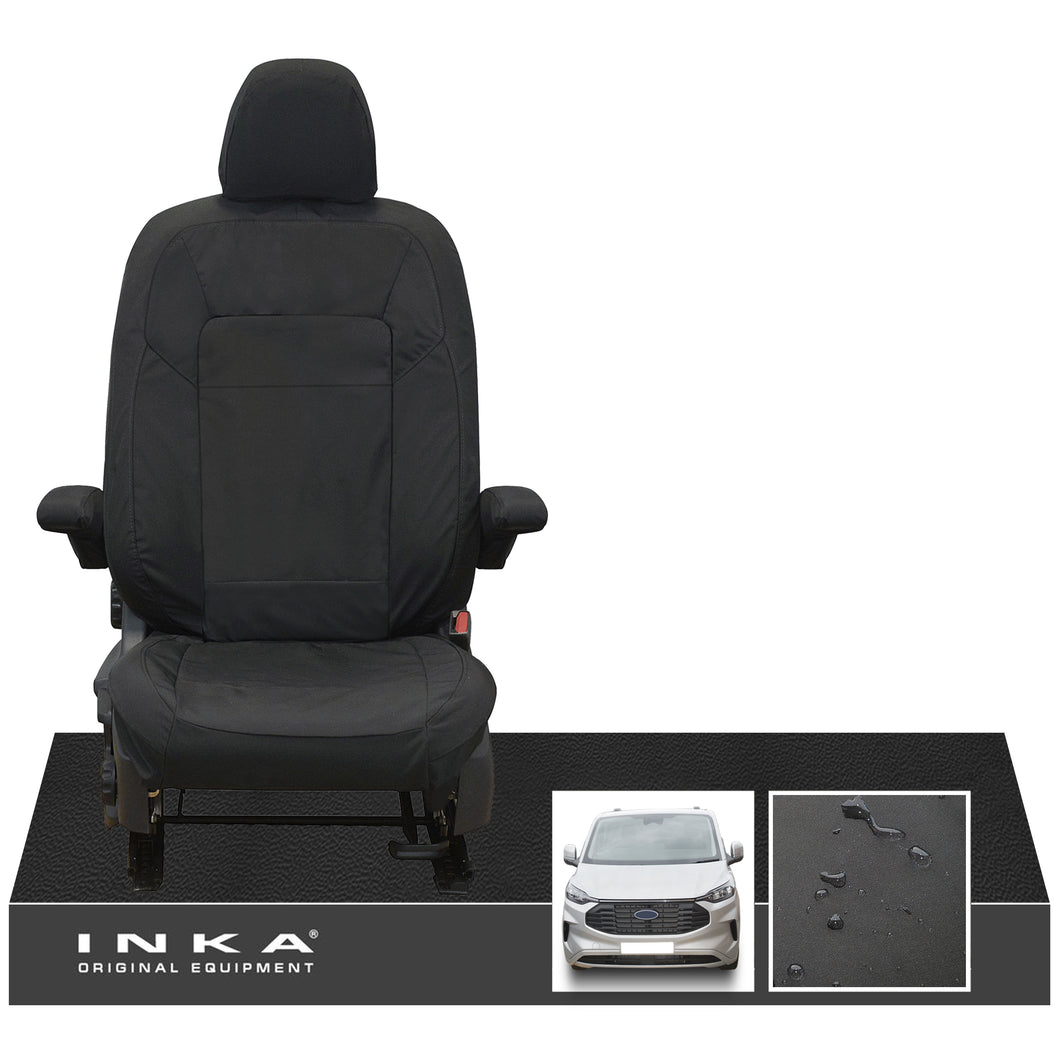 The All New Ford Transit Custom INKA Single Driver Tailored Waterproof Seat Cover Black MY-2024 Onwards