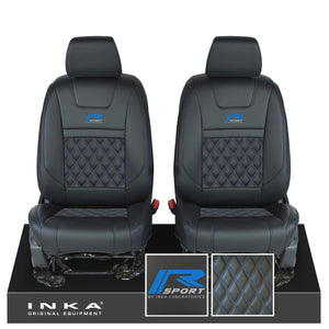 Ford Ranger Wildtrak INKA Front 1+1 Tailored Seat Covers Black Bentley Diamond Quilt MY-16-22