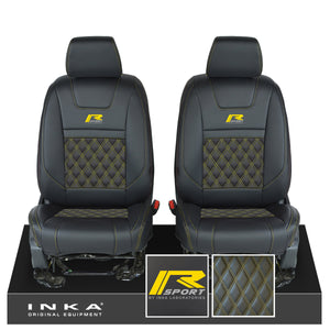 Ford Ranger Wildtrak INKA Front 1+1 Tailored Seat Covers Black Bentley Diamond Quilt MY-16-22