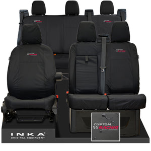 Ford Transit Custom MK1 INKA Front 1+2 & Rear Triple Tailored Waterproof Seat Covers Black MY-12-23 (Choice of 7 Colours)