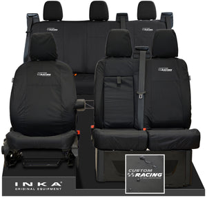Ford Transit Custom MK1 INKA Front 1+2 & Rear Triple Tailored Waterproof Seat Covers Black MY-12-23 (Choice of 7 Colours)