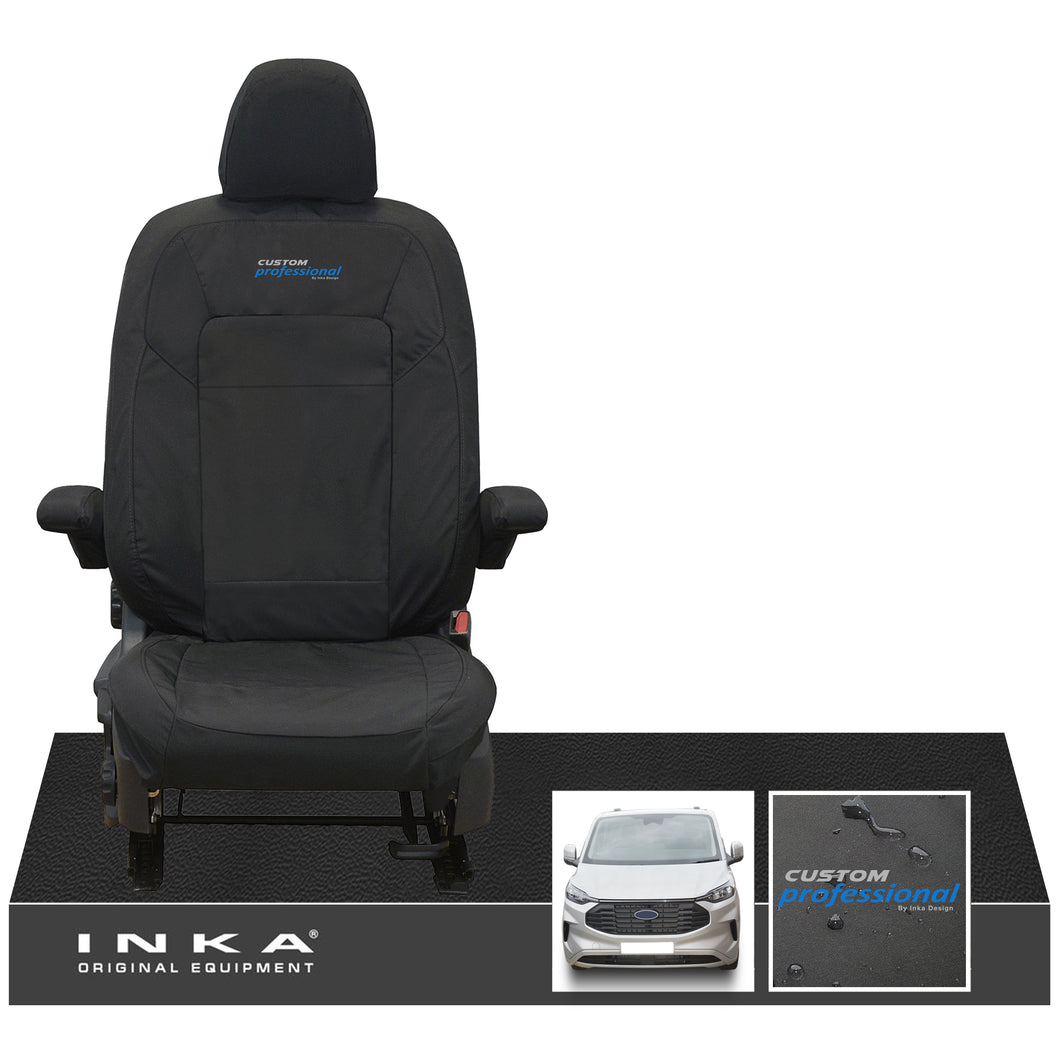 The All New Ford Transit Custom INKA Single Driver Tailored Waterproof Seat Cover Black MY-2024 Onwards