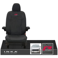 The All New Ford Transit Custom INKA Single Driver Tailored Waterproof Seat Cover Black MY-2024 Onwards - R-SPORT Embroidery
