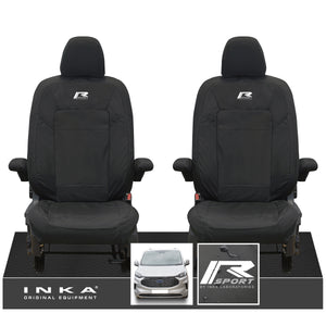 The All New Ford Transit Custom INKA Front Pair Tailored Waterproof Seat Covers Set Black MY-2024 Onwards
