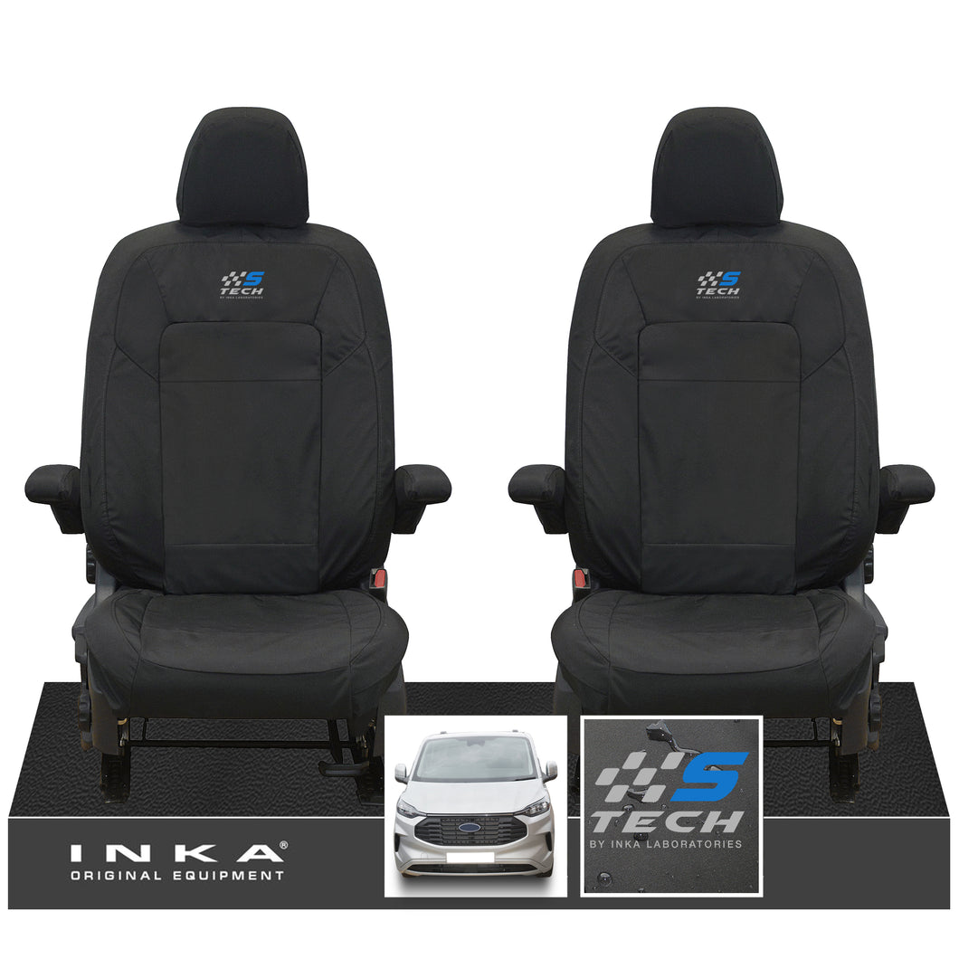 The All New Ford Transit Custom INKA Front Pair Tailored Waterproof Seat Covers Set Black MY-2024 Onwards
