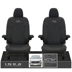 The All New Ford Transit Custom INKA Front Pair Tailored Waterproof Seat Covers Set Black MY-2024 Onwards