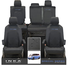 Load image into Gallery viewer, VW ID Buzz Life, Style, GTX Front &amp; Rear Full Set INKA Tailored Waterproof Seat Covers Black with Embroidery MY22 onwards
