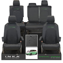 Load image into Gallery viewer, VW ID Buzz Life, Style, GTX Front &amp; Rear Full Set INKA Tailored Waterproof Seat Covers Black with Embroidery MY22 onwards

