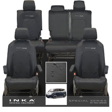 Load image into Gallery viewer, VW ID Buzz Life, Style, GTX Front &amp; Rear Full Set INKA Tailored Waterproof Seat Covers Black with Embroidery MY22 onwards
