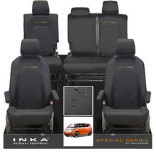Load image into Gallery viewer, VW ID Buzz Life, Style, GTX Front &amp; Rear Full Set INKA Tailored Waterproof Seat Covers Black with Embroidery MY22 onwards
