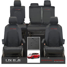 Load image into Gallery viewer, VW ID Buzz Life, Style, GTX Front &amp; Rear Full Set INKA Tailored Waterproof Seat Covers Black with Embroidery MY22 onwards
