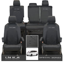 Load image into Gallery viewer, VW ID Buzz Life, Style, GTX Front &amp; Rear Full Set INKA Tailored Waterproof Seat Covers Black with Embroidery MY22 onwards
