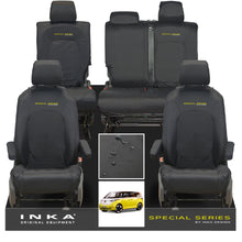 Load image into Gallery viewer, VW ID Buzz Life, Style, GTX Front &amp; Rear Full Set INKA Tailored Waterproof Seat Covers Black with Embroidery MY22 onwards

