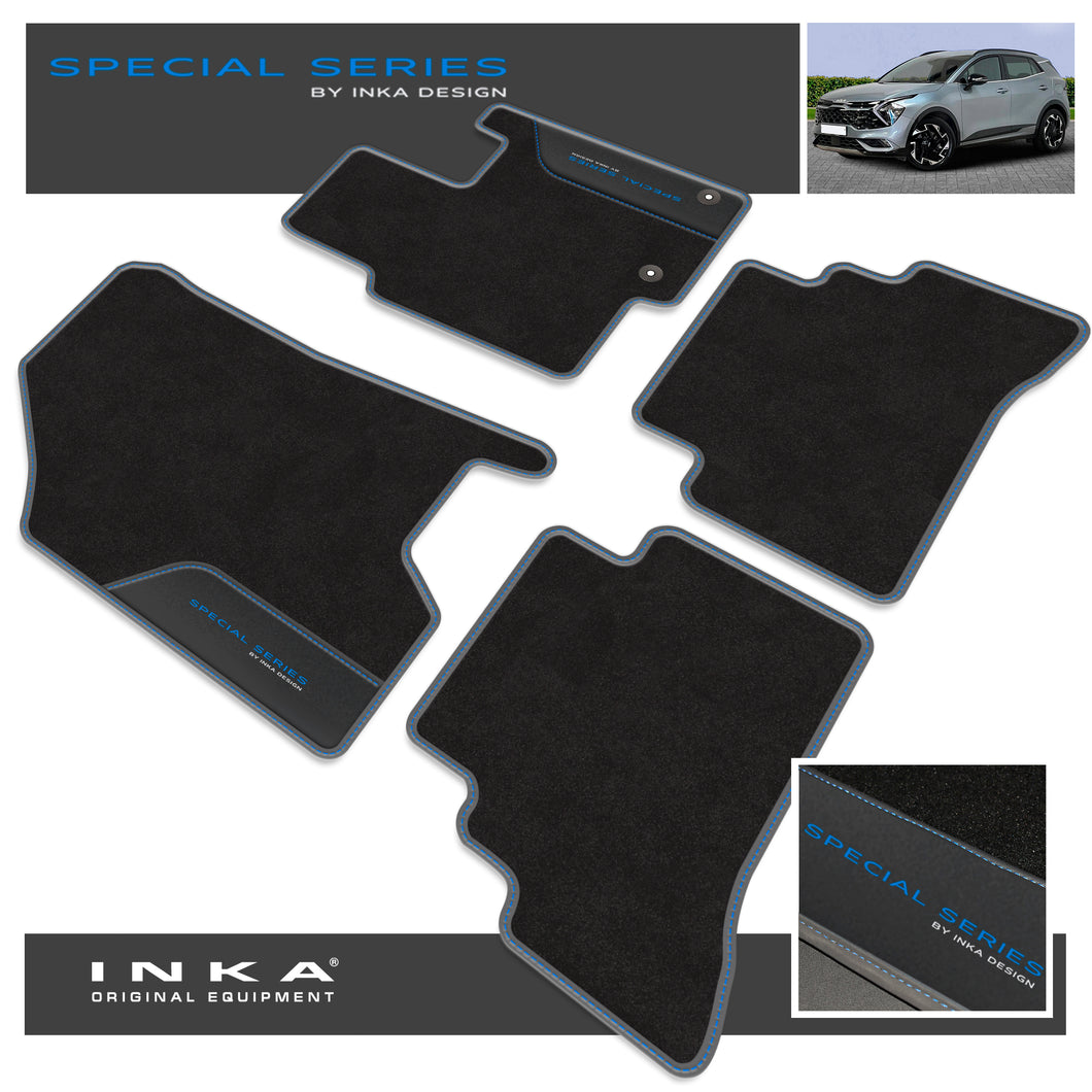 Kia Sportage PHEV Car Mats (Front & Rear Set) with Premium Carpet & OEM Leatherette Fits MY 2022 Onwards