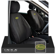 New Model Land Rover Defender L663 MY20 Onwards INKA Fully Tailored Waterproof Seat Covers Black Front Set. Fits 90, 110 & 130.With Balmoral Embroidery.