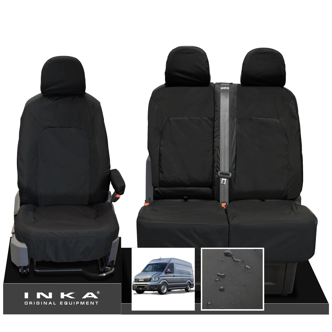MAN TGE Panel Van Front Set 1+2 INKA Tailored Waterproof Seat Covers Black MY 2017 Onwards