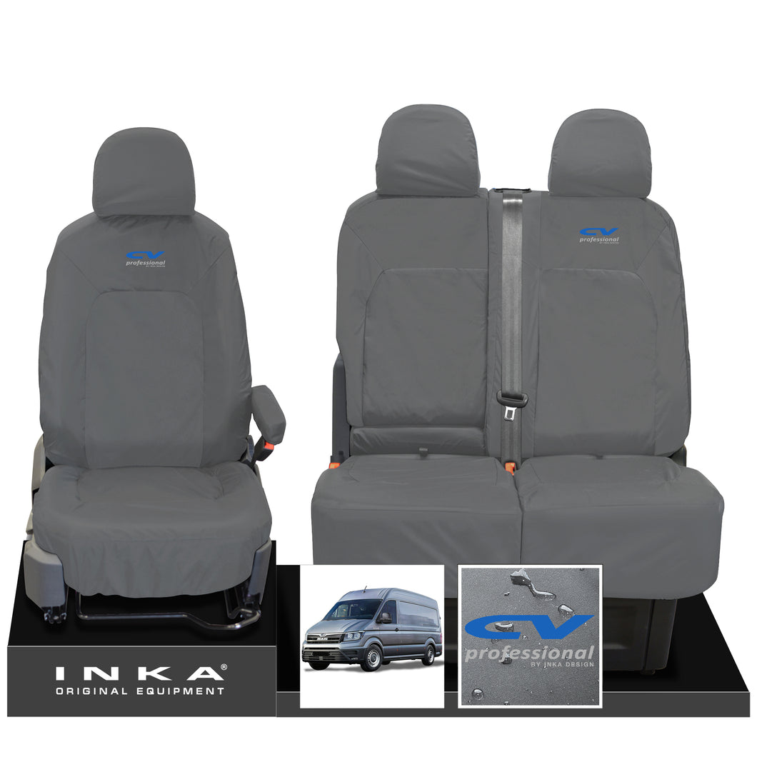 MAN TGE Panel Van INKA Front 1+2 Tailored Waterproof Seat Covers Grey MY-2017+ (Choice of 7 Colours)
