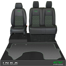 Load image into Gallery viewer, Mercedes Benz Sprinter Front 1+2 Bentley Diamond Quilt Leatherette Tailored Seat Covers &amp; Tailored Rubber Mat Black MY18 To Present Fits All Derivatives (Choice of 7 Colours)
