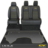 Mercedes Benz Sprinter Front 1+2 Bentley Diamond Quilt Leatherette Tailored Seat Covers & Tailored Rubber Mat Black MY18 To Present Fits All Derivatives (Choice of 7 Colours)