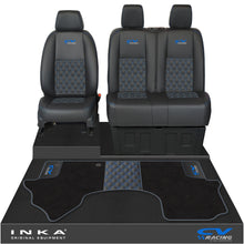 Load image into Gallery viewer, Mercedes Benz Sprinter Front 1+2 Bentley Leatherette Tailored Seat Covers &amp; Matching Tailored Floor Mat Black MY-2018&gt; (7 Colours)
