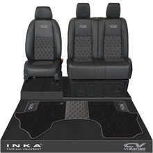 Load image into Gallery viewer, Mercedes Benz Sprinter Front 1+2 Bentley Leatherette Tailored Seat Covers &amp; Matching Tailored Floor Mat Black MY-2018&gt; (7 Colours)
